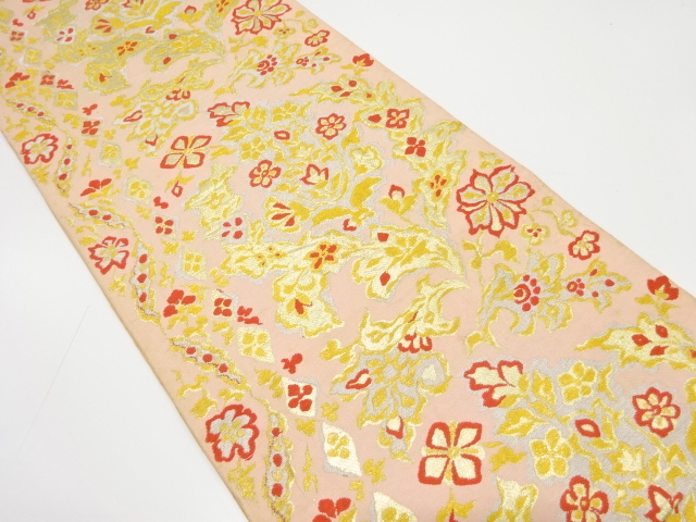 JAPANESE KIMONO / ANTIQUE FUKURO OBI / SILK / WOVEN FLORAL SARASA